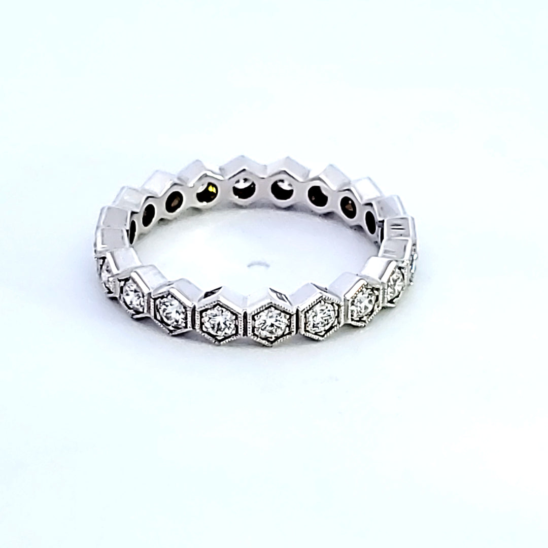 18KW Hearts on Fire "Hex Diamond Eternity" Band