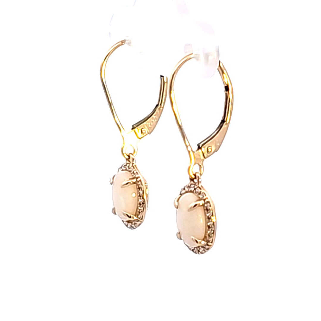 14KY Opal and Diamond Earrings