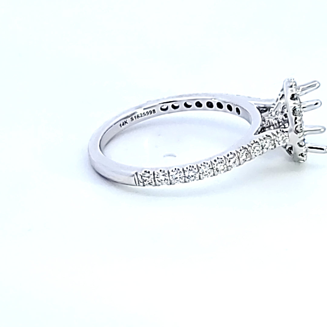 14KW Diamond Halo Semi Mount Engagement Ring