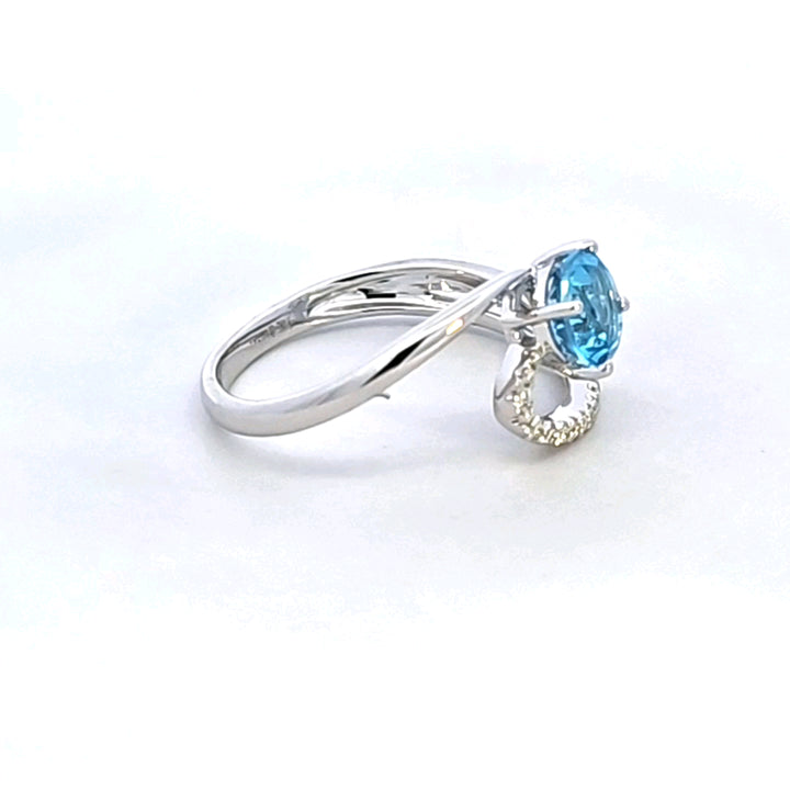 14KW Blue Topaz and Diamond Ring