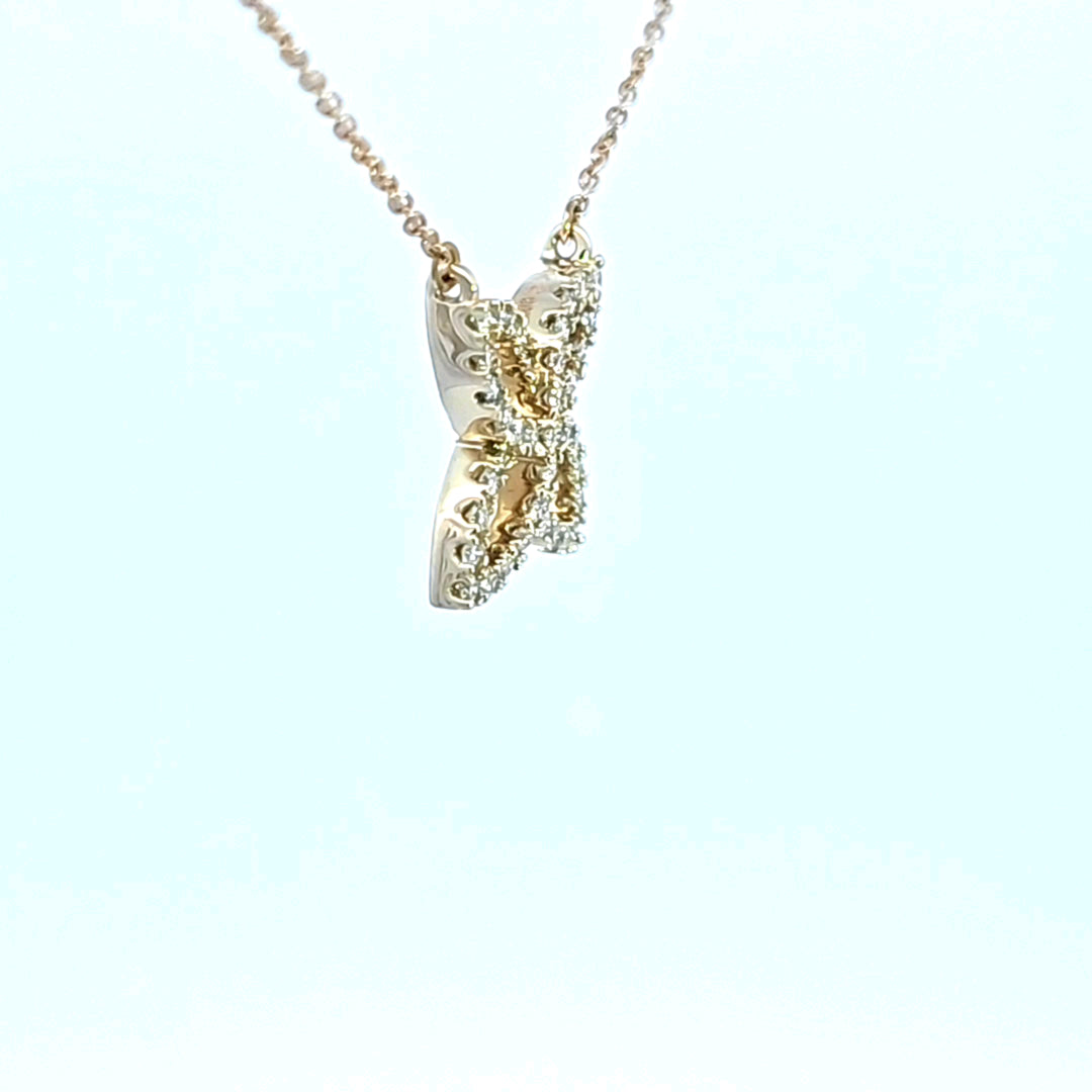 14KY Diamond Butterfly Pendant Necklace