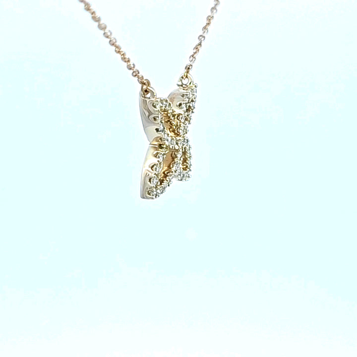 14KY Diamond Butterfly Pendant Necklace