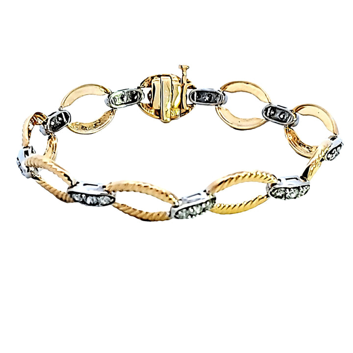 14KTT Diamond Link Bracelet