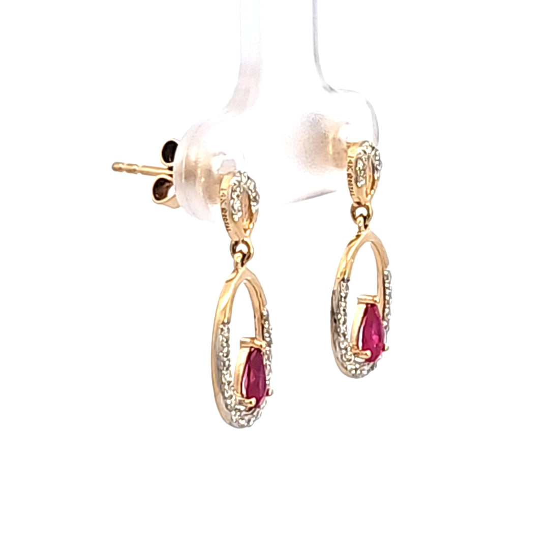 14KY Ruby and Diamond Earrings