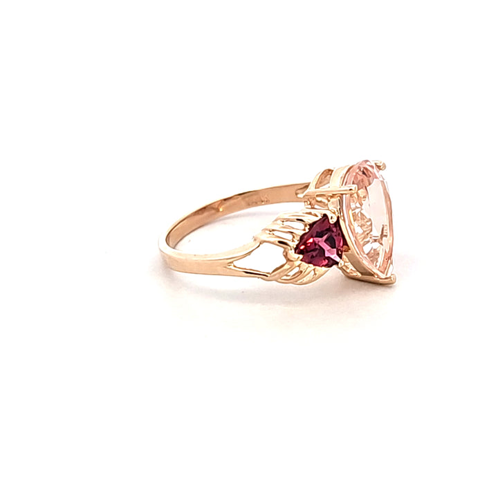 14KY Morganite and Garnet Estate Ring