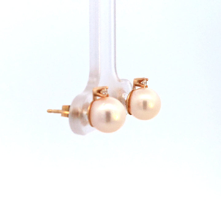 14Y Cultured Pearl and Diamond Earrings