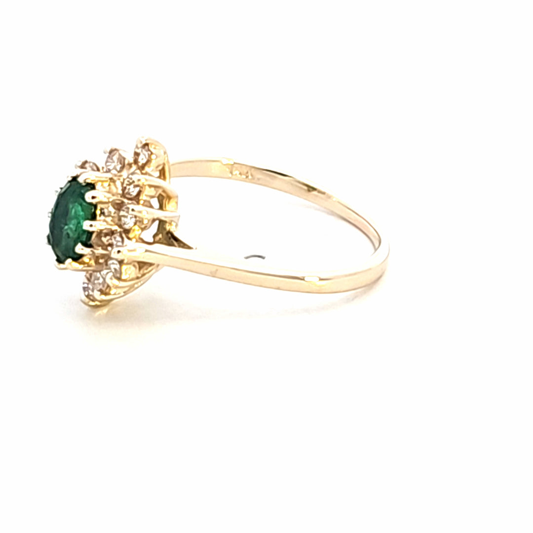 14KY Emerald and Diamond Estate Ring