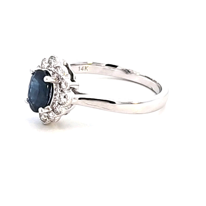 14KW Blue Sapphire and Diamond Ring