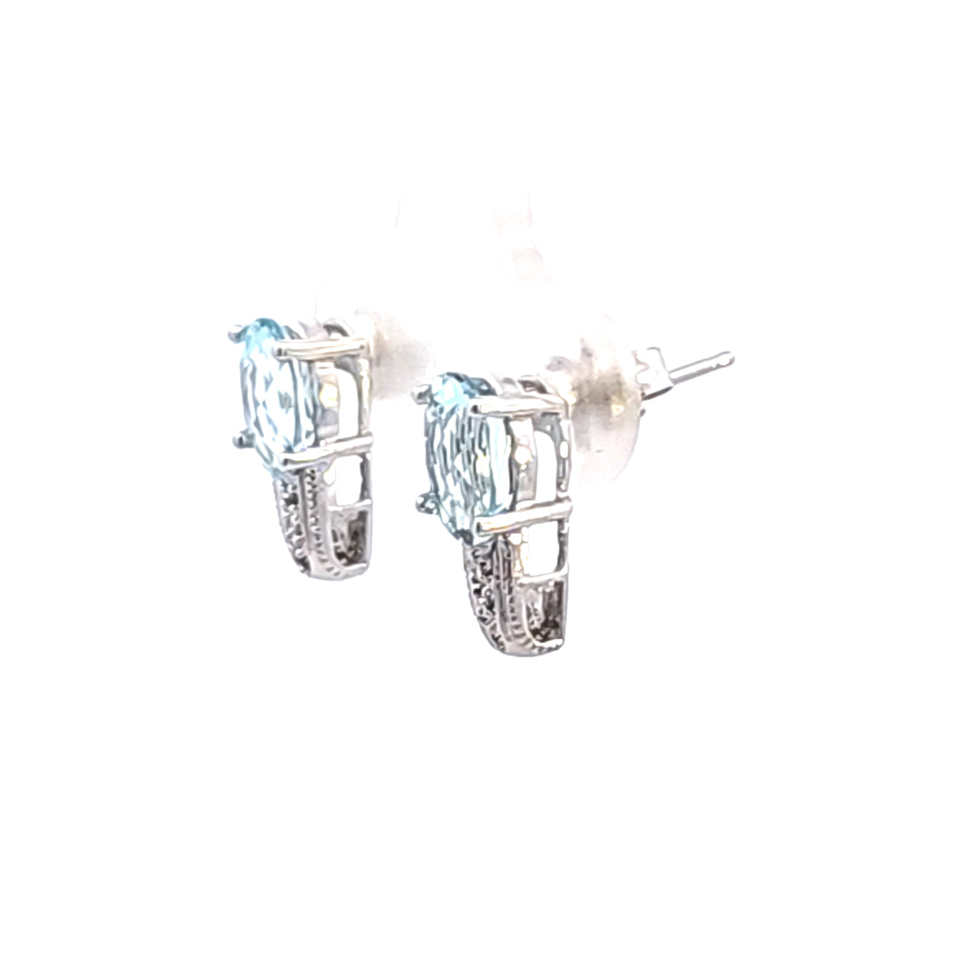 10KW Aquamarine and Diamond Earrings
