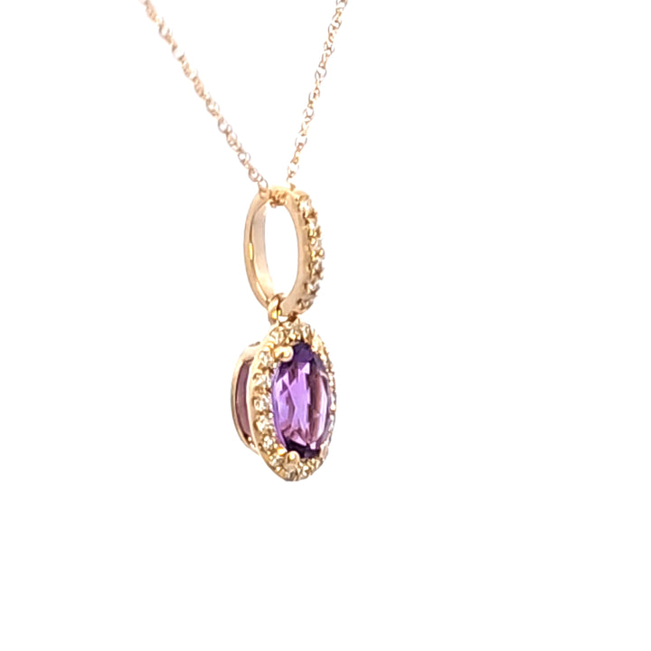 14KY Amethyst and Diamond Pendant Necklace
