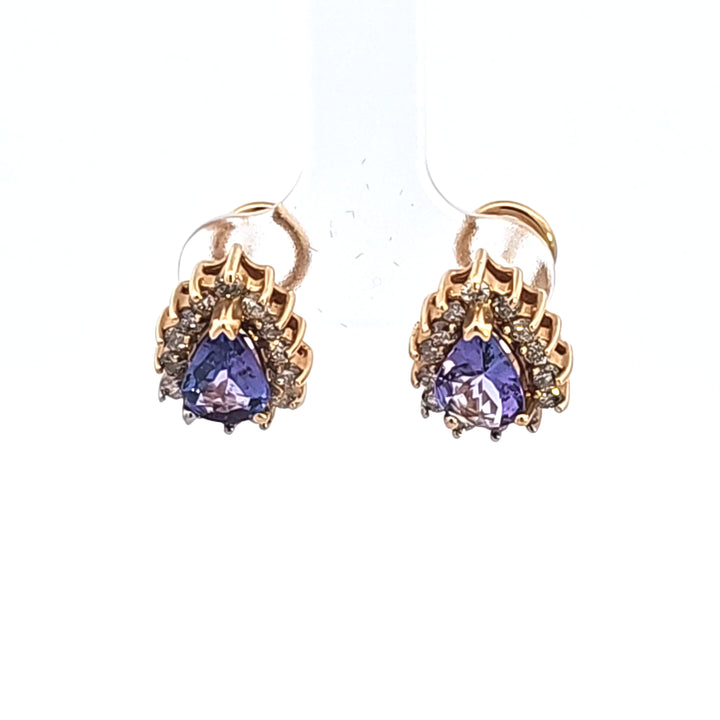 14KY Pear Tanzanite and Diamond Estate Earrings
