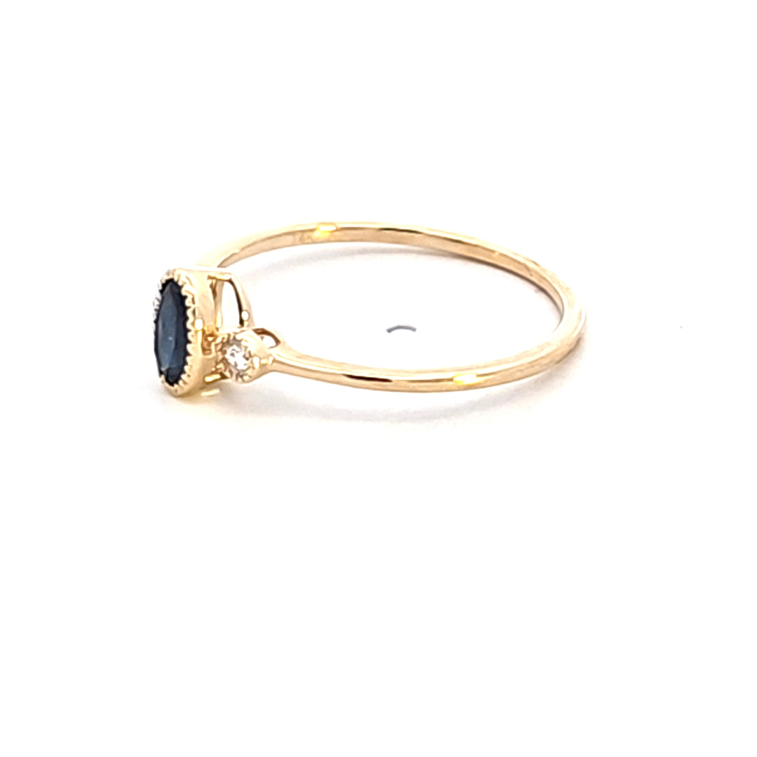 14KY Blue Sapphire and Diamond Fashion Ring