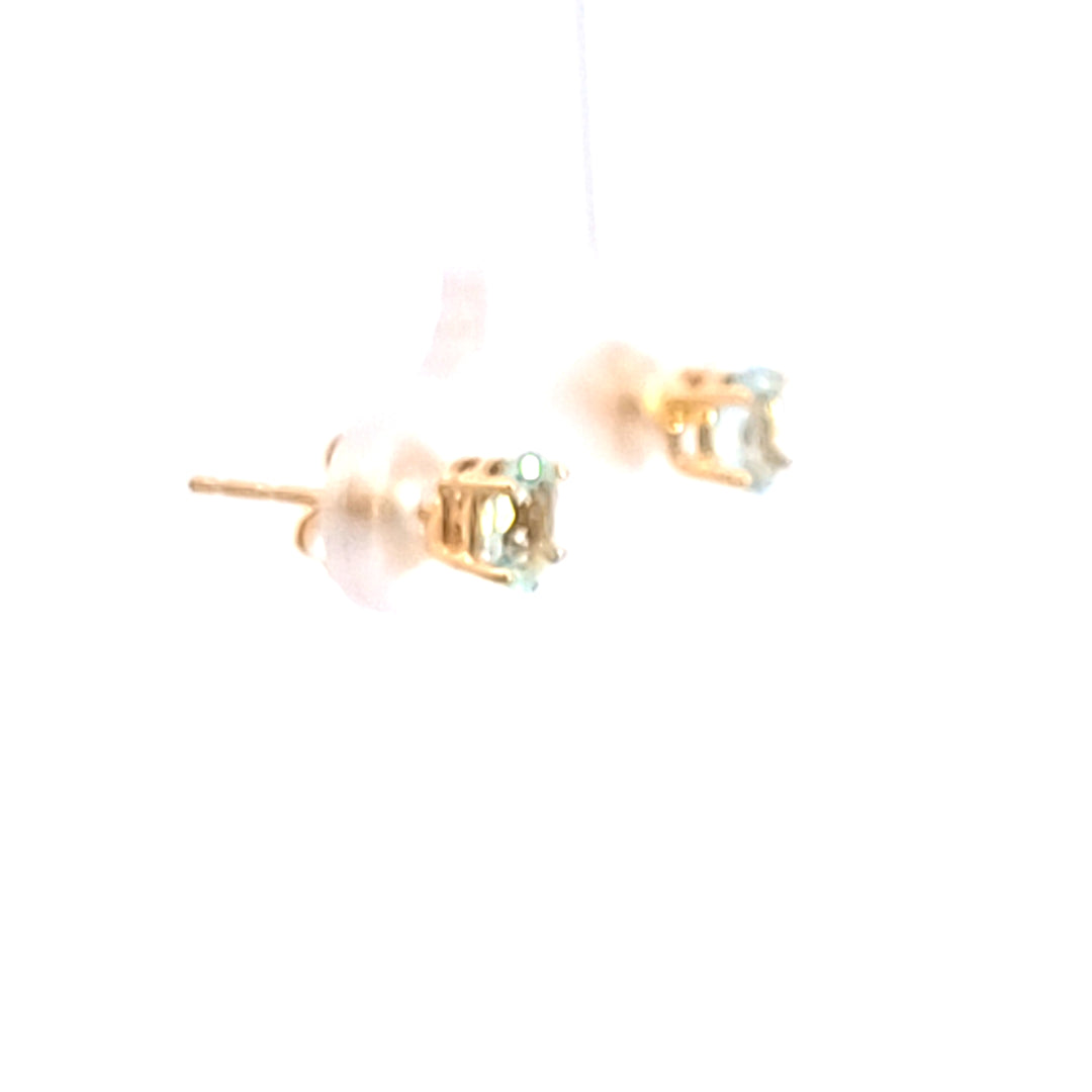 14KY Oval Aquamarine Stud Earrings
