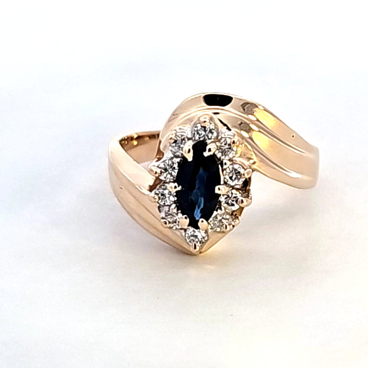 14KY Marquise Sapphire and Diamond Estate Ring