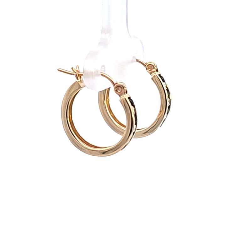 14KY Sapphire and Diamond Hoop Earrings