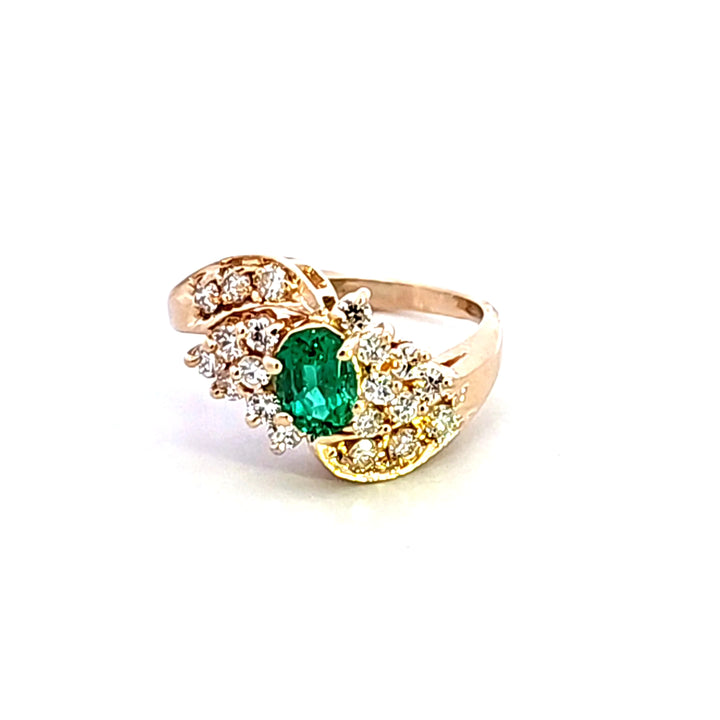 14KY Emerald and Diamond Estate Ring