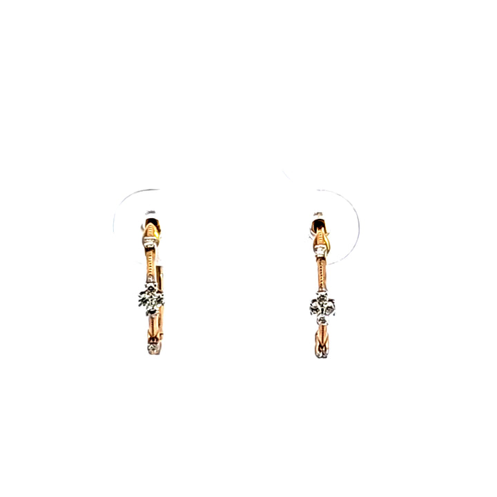 14KY Diamond Station Huggie Hoop Earrings