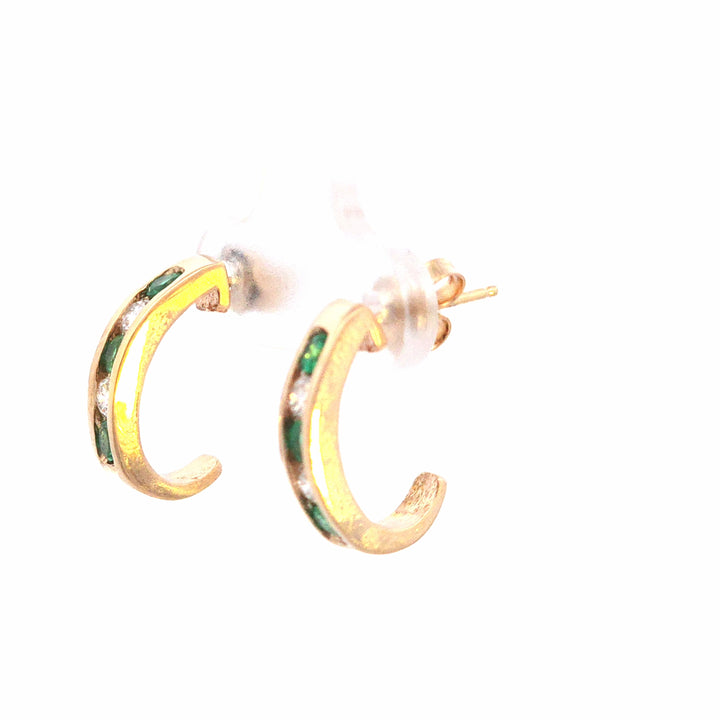 14KY Emerald and Diamond Earrings