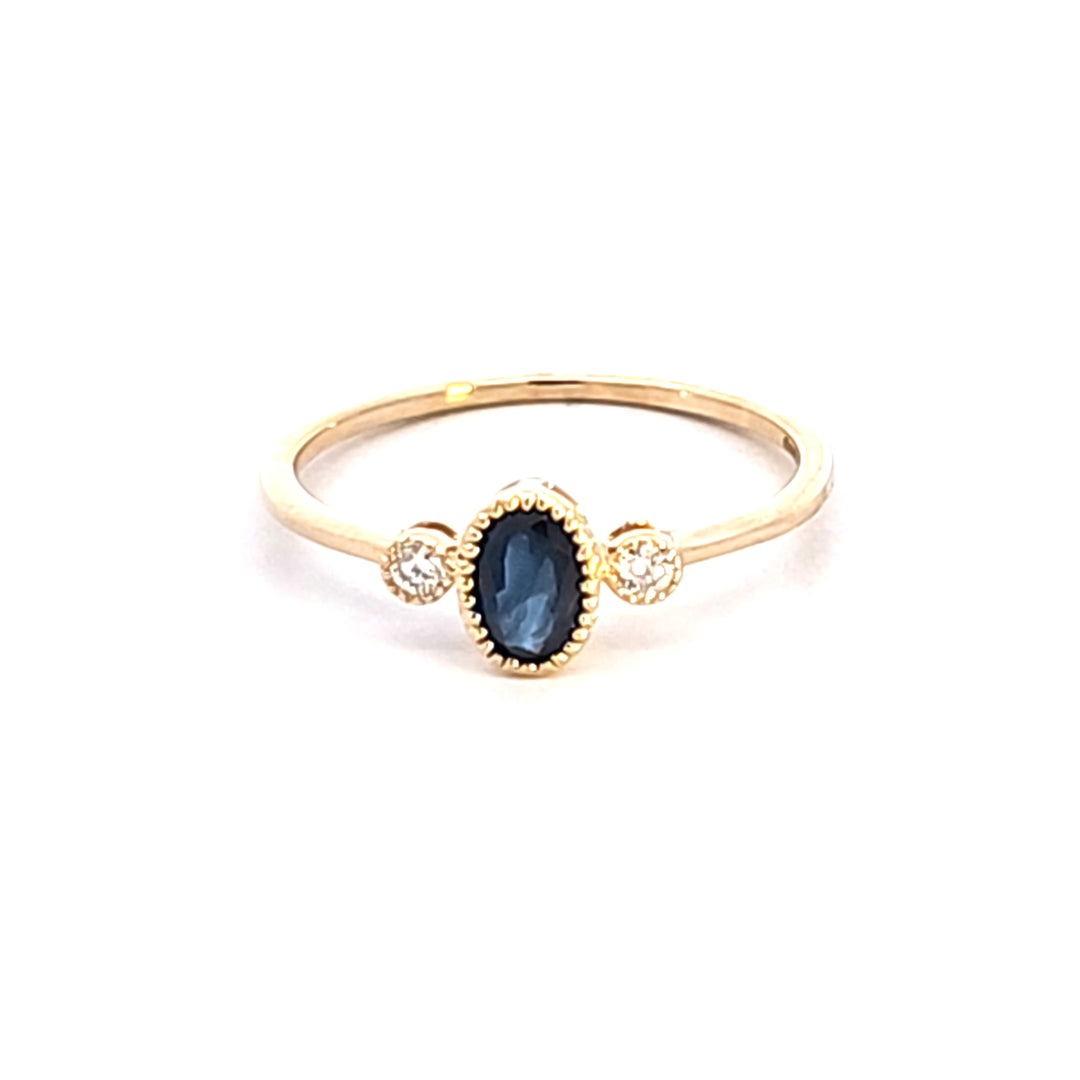 14KY Blue Sapphire and Diamond Fashion Ring