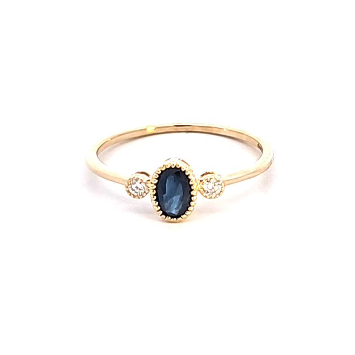 14KY Blue Sapphire and Diamond Fashion Ring