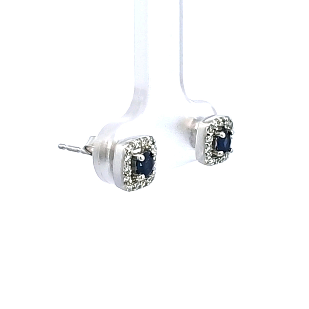 14KW Blue Sapphire and Diamond Earrings