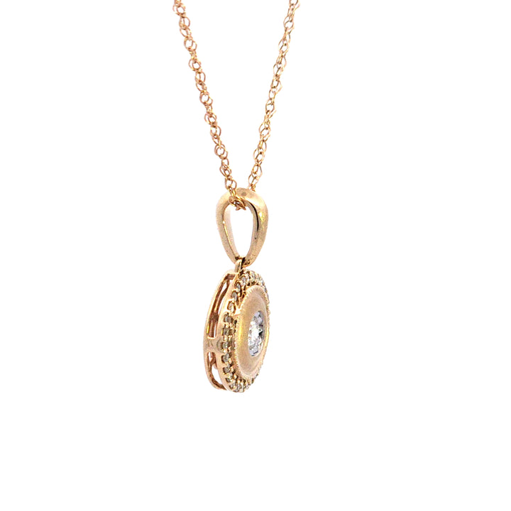 14KY Diamond Disc Pendant Necklace