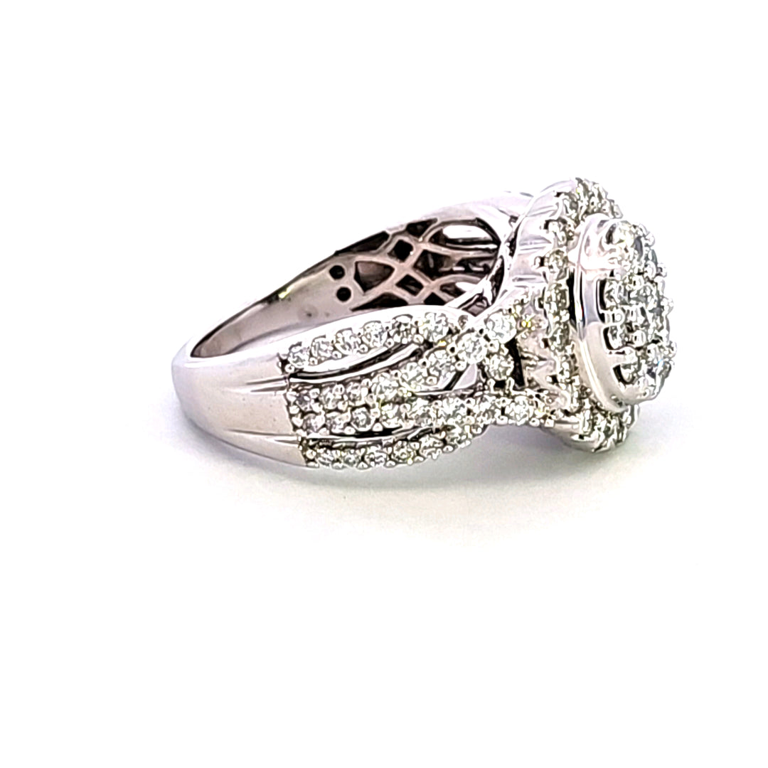 14KW Diamond Cluster Engagement Ring