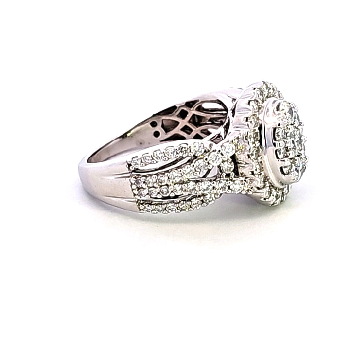 14KW Diamond Cluster Engagement Ring