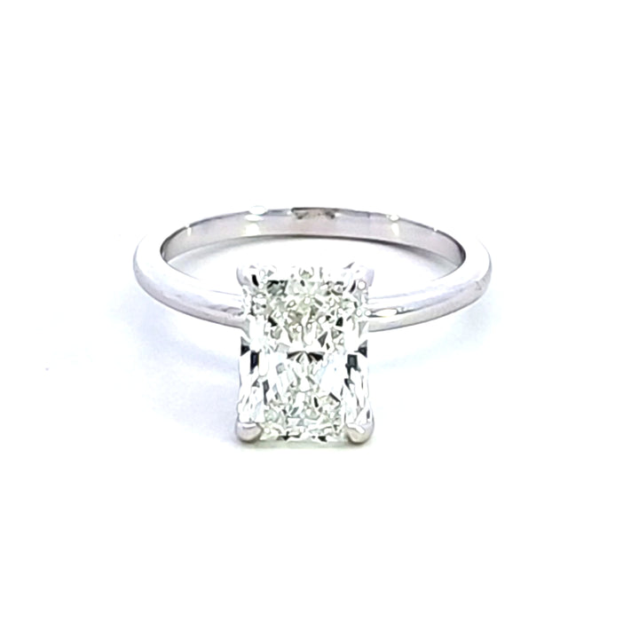 14KW 2.29 carat Radiant Cut Lab Grown Diamond Solitaire Engagement Ring