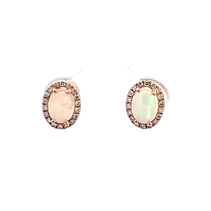 14KR Opal and Diamond Earrings