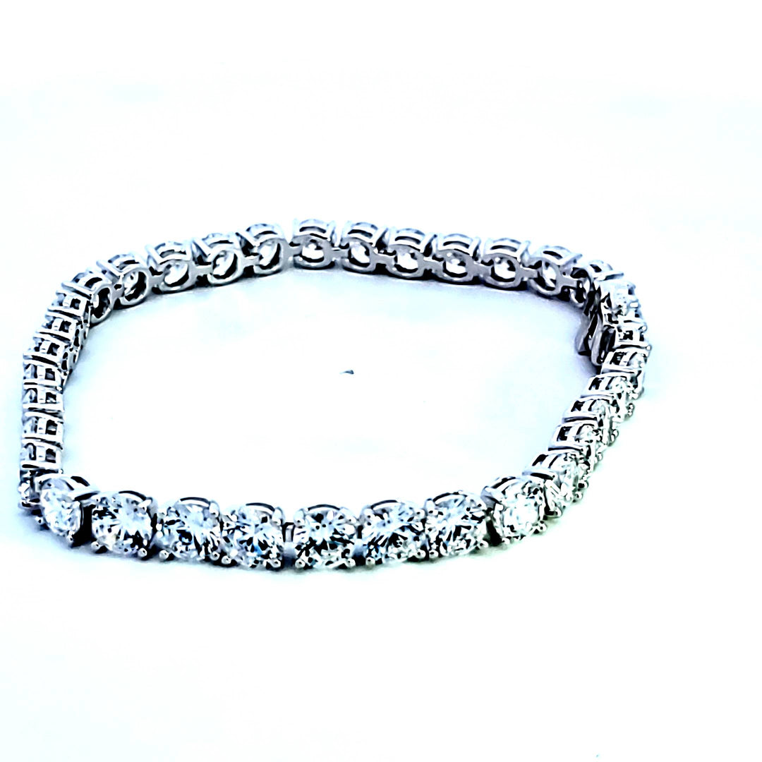 Sterling Silver and Platinum 16 ctw CZ Tennis Bracelet