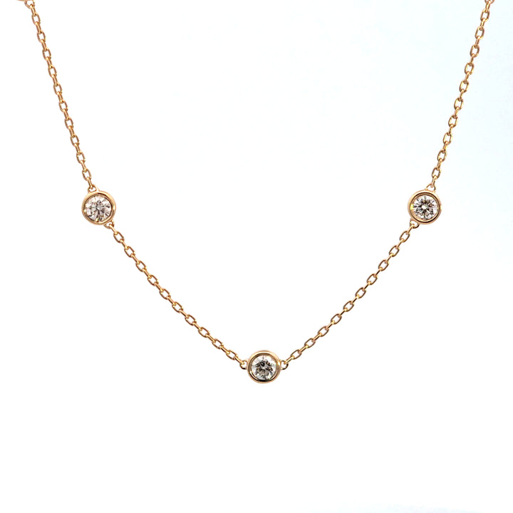 14KY 1.50 ctw Diamond Station Necklace