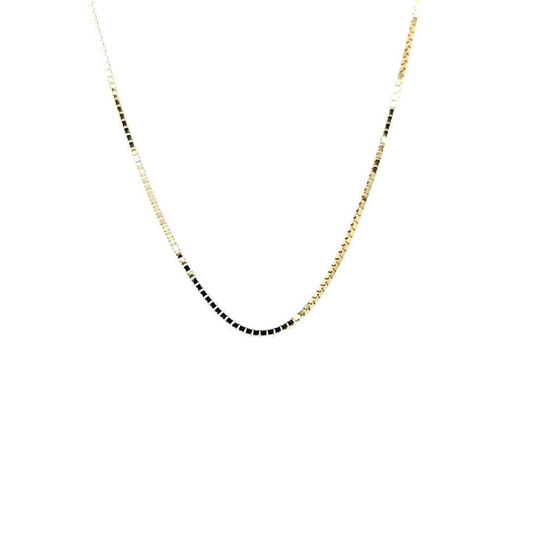 Yellow 14 Karat Adjustable Box Chain Length 22