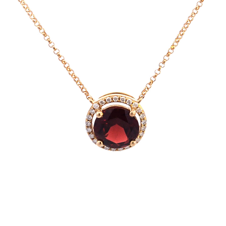 14KY Garnet and Diamond Necklace