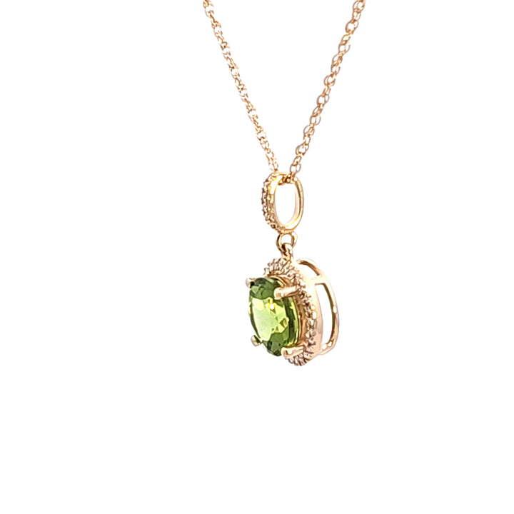 14KY Peridot and Diamond Pendant Necklace