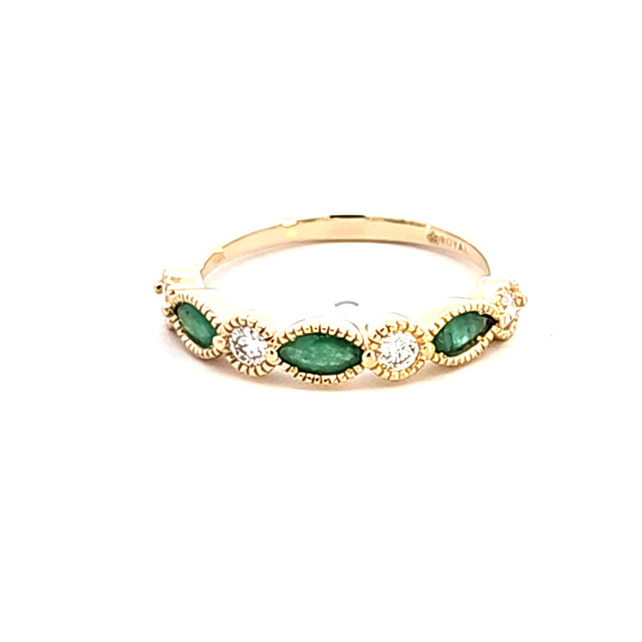 14KY Emerald and Diamond Fashion Ring