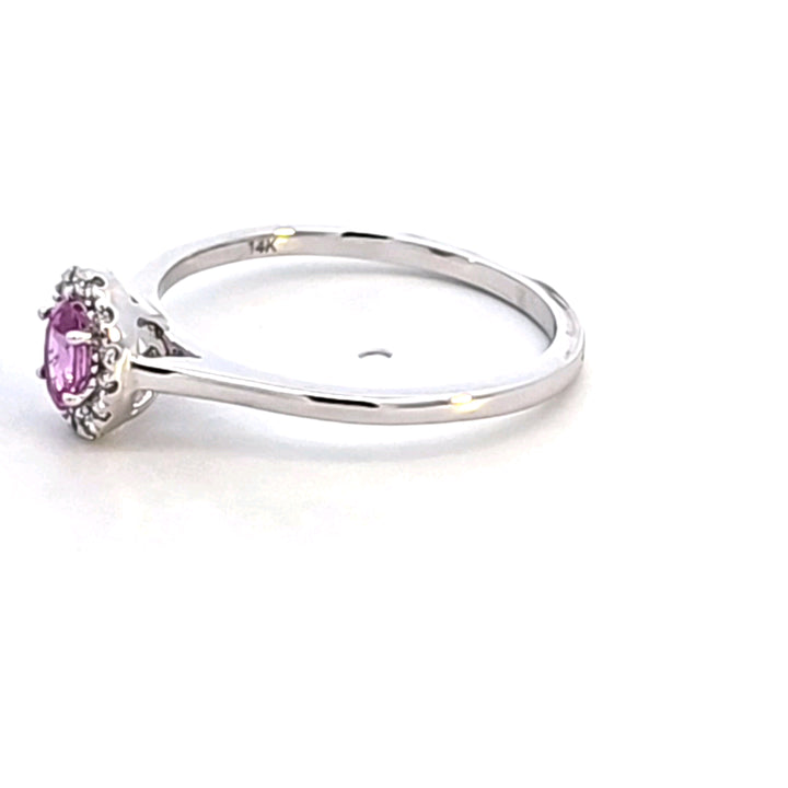 14KW Oval Pink Sapphire and Diamond Ring