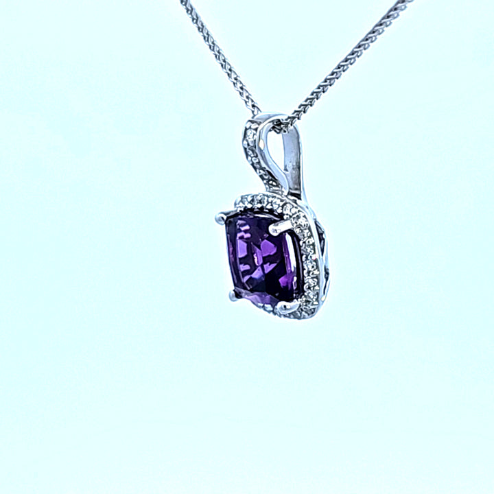 14KW Amethyst and Diamond Pendant