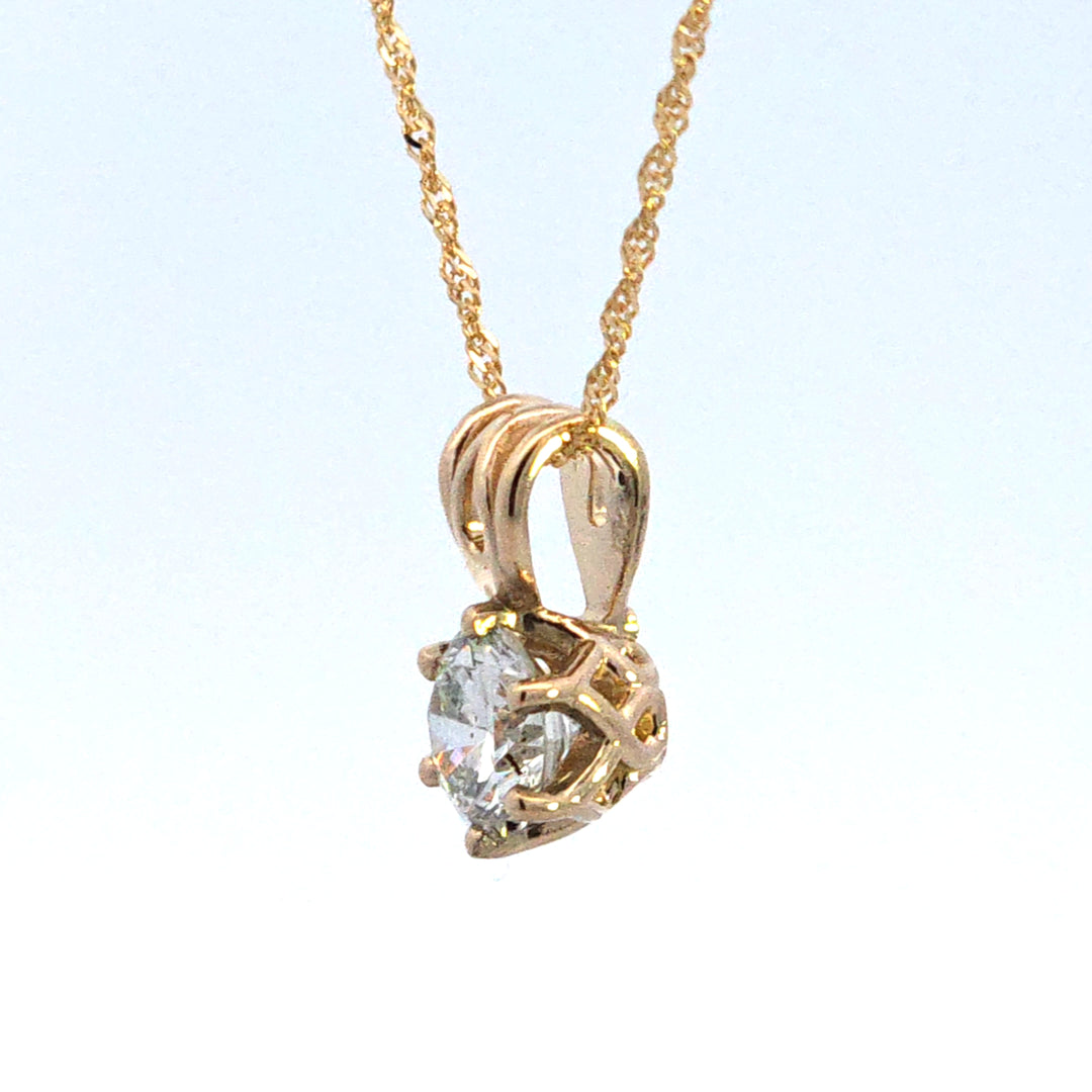 14KY Diamond Solitaire Pendant