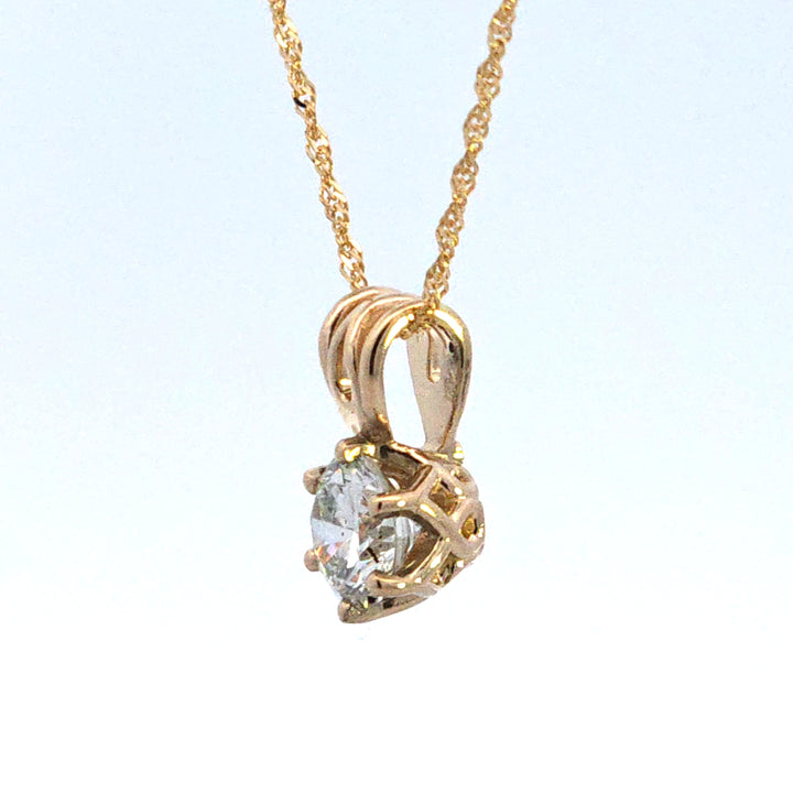14KY Diamond Solitaire Pendant