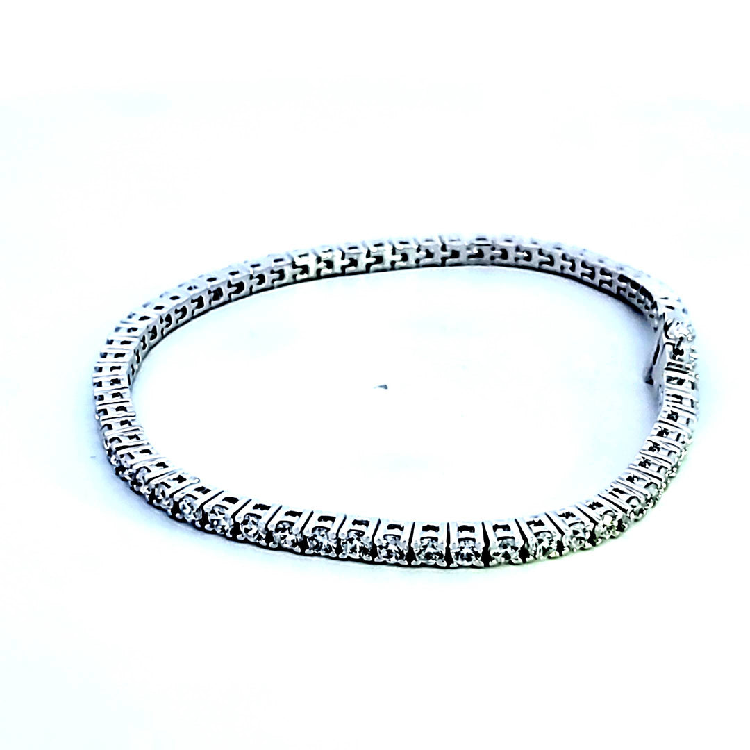 Sterling Silver and Platinum 3.50 ctw CZ Tennis Bracelet