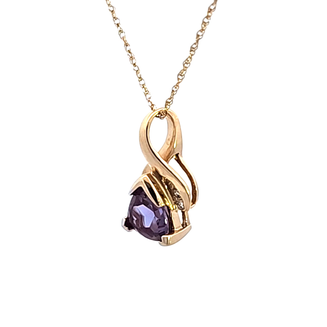 14KY Mystic Topaz and Diamond Pendant