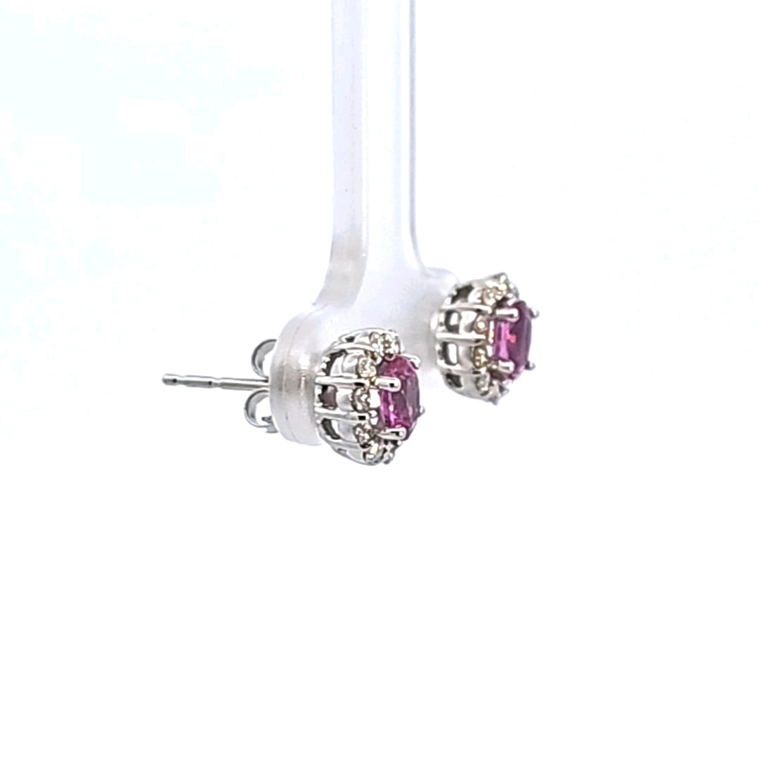 14KW Pink Sapphire and Diamond Earrings