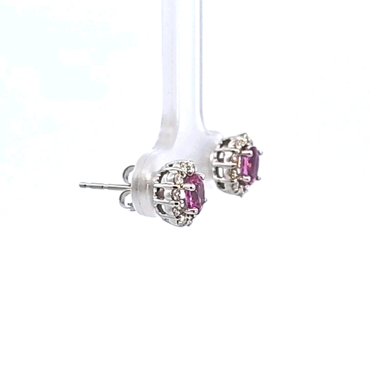 14KW Pink Sapphire and Diamond Earrings