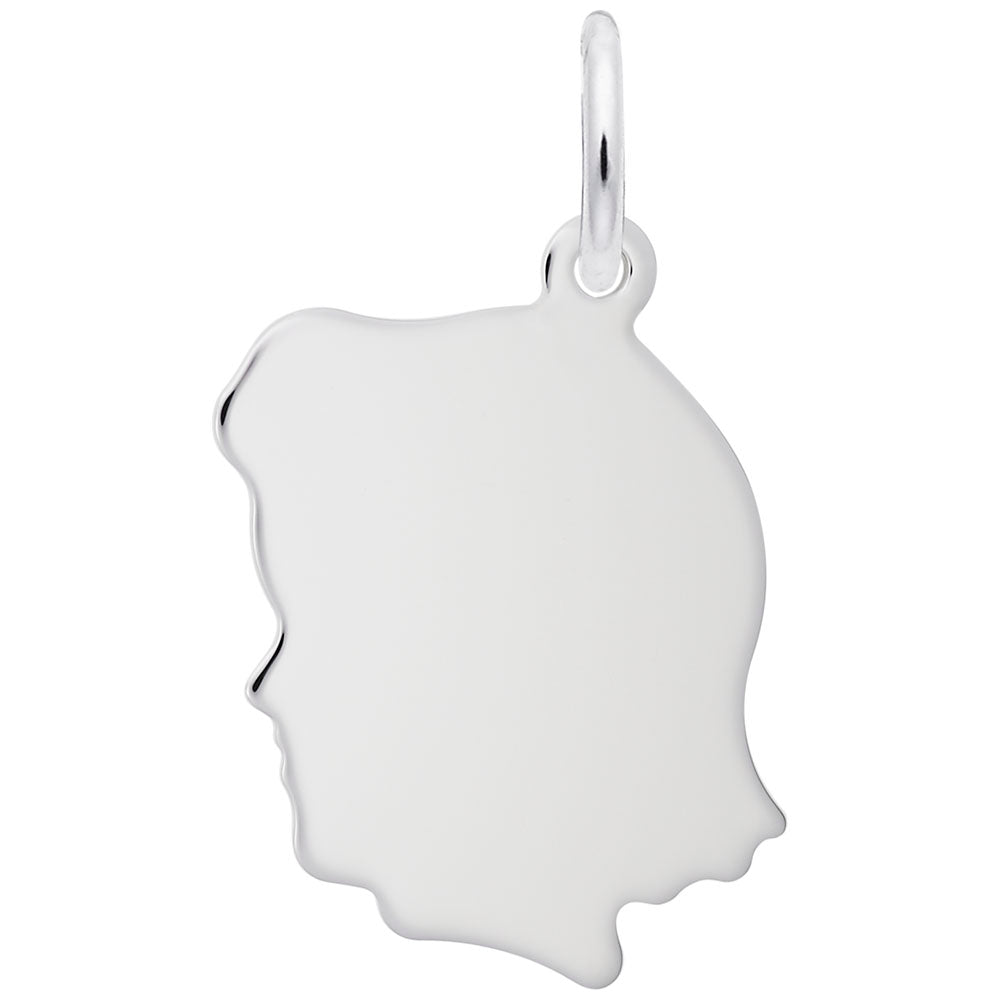 Sterling Silver Girl Head Charm
