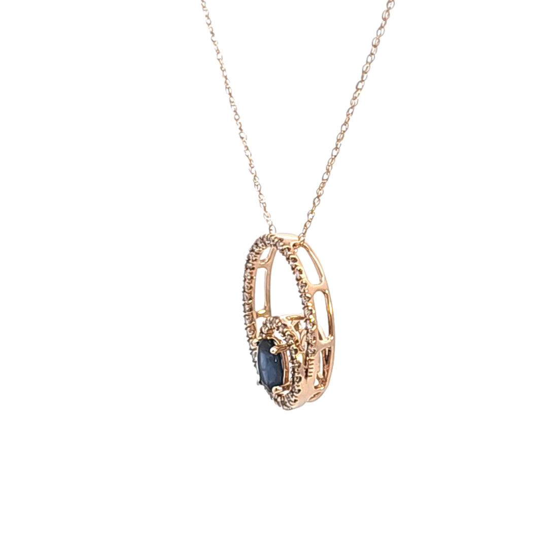 14KY Sapphire and Diamond Pendant