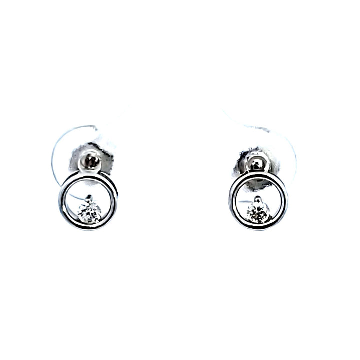 14KW Diamond Open Circle Earrings
