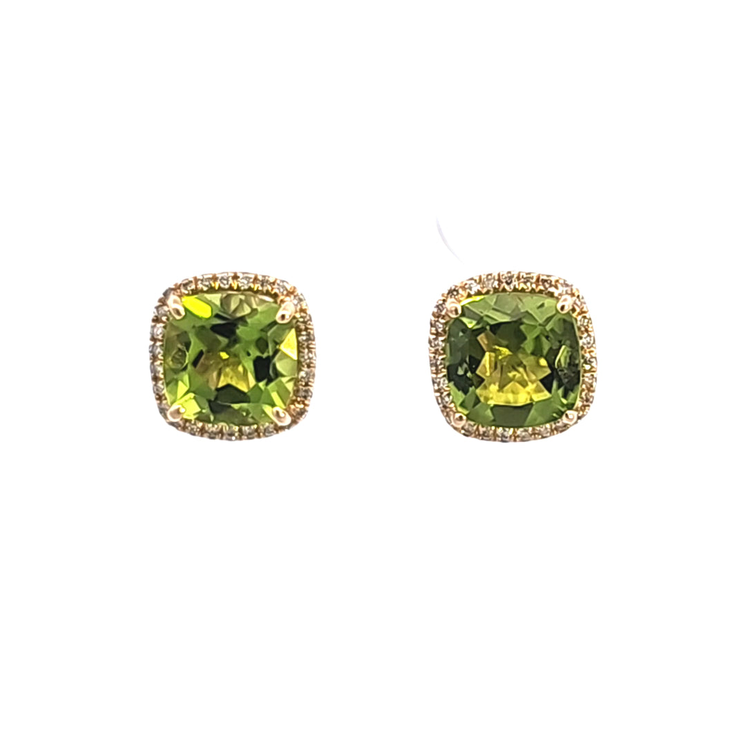 14KY Peridot and Diamond Earrings