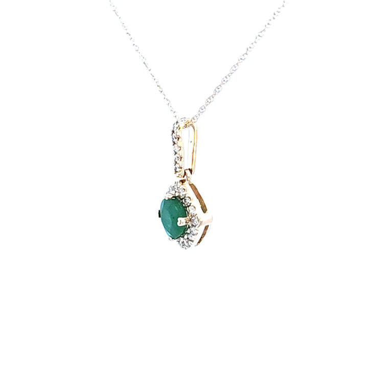 14KY Emerald and Diamond Pendant