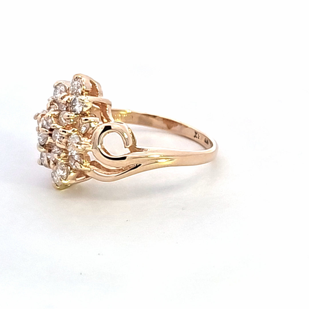 14KY Diamond Cluster Estate Ring